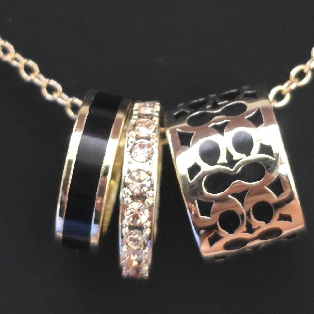 Coach 3-Ring Enamel Statement Necklace - Picture 2 of 5